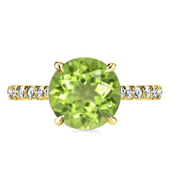 Peridot Engagement Ring - Sterling Silver Hidden Halo - 2.75 CT Center Stone