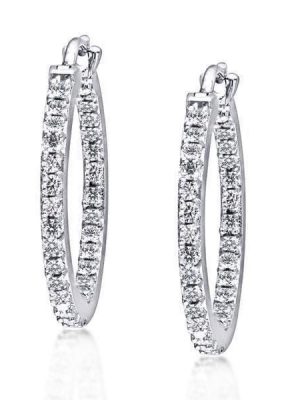 19mm Sterling Silver Hoop Earrings for Women - Rhodium Plated 5.00g