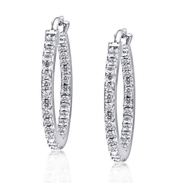 19mm Sterling Silver Hoop Earrings for Women - Rhodium Plated 5.00g