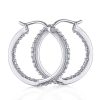 19mm Sterling Silver Hoop Earrings for Women - Rhodium Plated 5.00g
