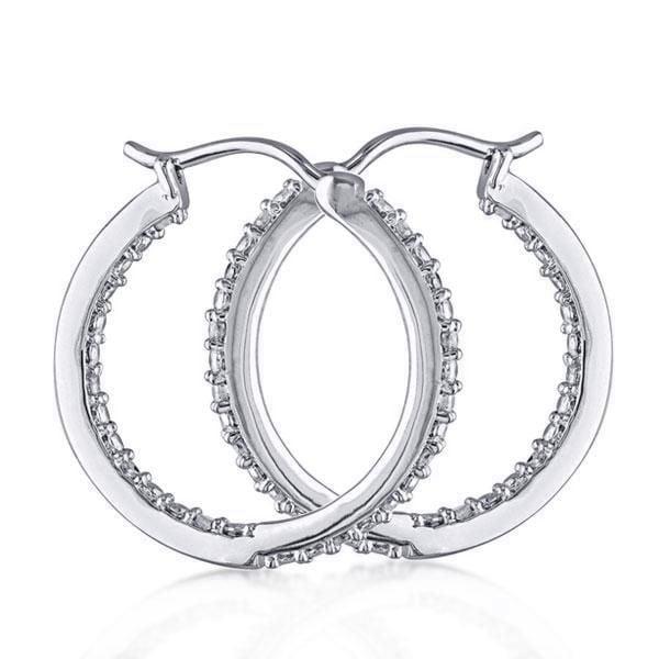 19mm Sterling Silver Hoop Earrings for Women - Rhodium Plated 5.00g