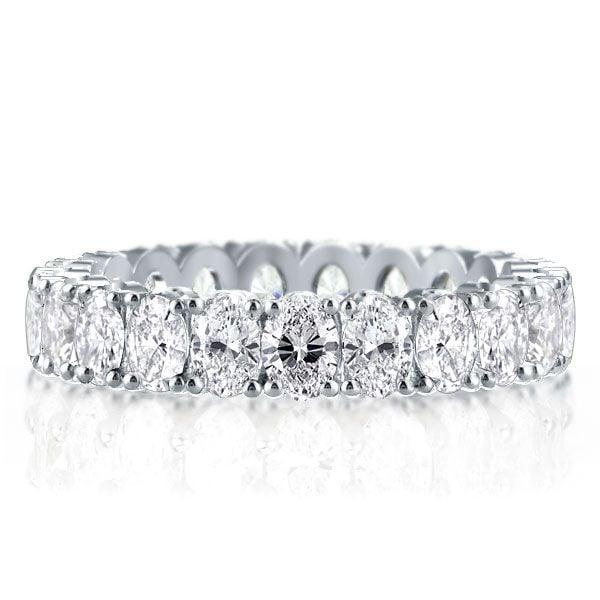 Sterling Silver Oval Created White Sapphire Eternity Wedding Band for Women