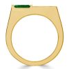 Emerald Green Wedding Band - Vintage Golden Bar Setting - 18K Gold Plated Sterling Silver