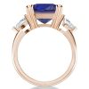Emerald Cut Three Stone Engagement Ring in 18K Rose Gold Plated Sterling Silver