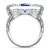 Antique Blue & White Sapphire 3 Stone Engagement Ring in Sterling Silver