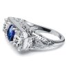 Antique Blue & White Sapphire 3 Stone Engagement Ring in Sterling Silver