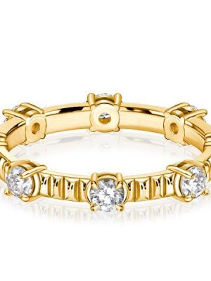 18K Gold Plated Sterling Silver Round Cut CZ Eternity Band Ring for Women