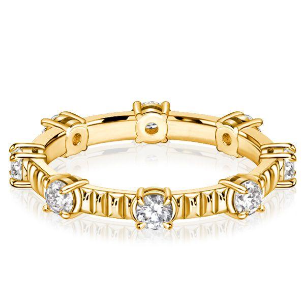 18K Gold Plated Sterling Silver Round Cut CZ Eternity Band Ring for Women