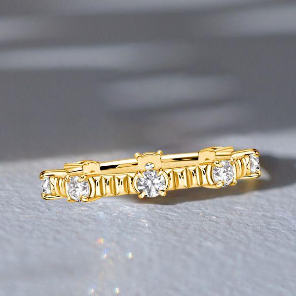 18K Gold Plated Sterling Silver Round Cut CZ Eternity Band Ring for Women