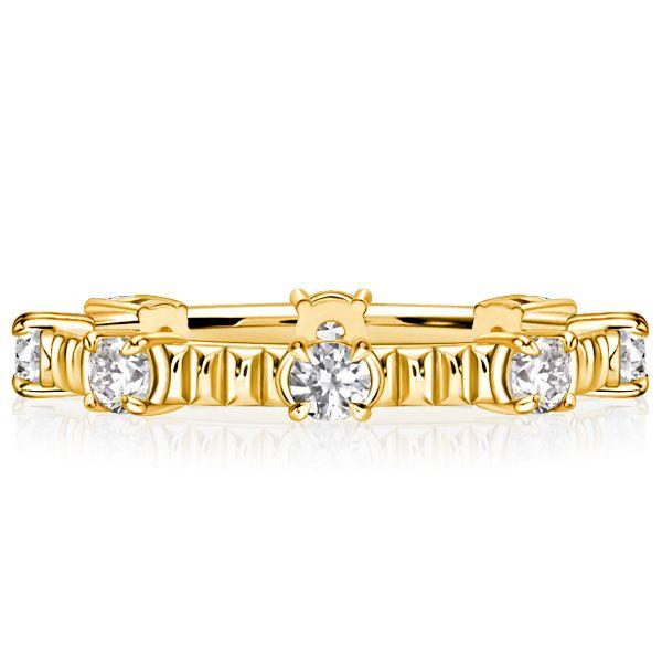 18K Gold Plated Sterling Silver Round Cut CZ Eternity Band Ring for Women