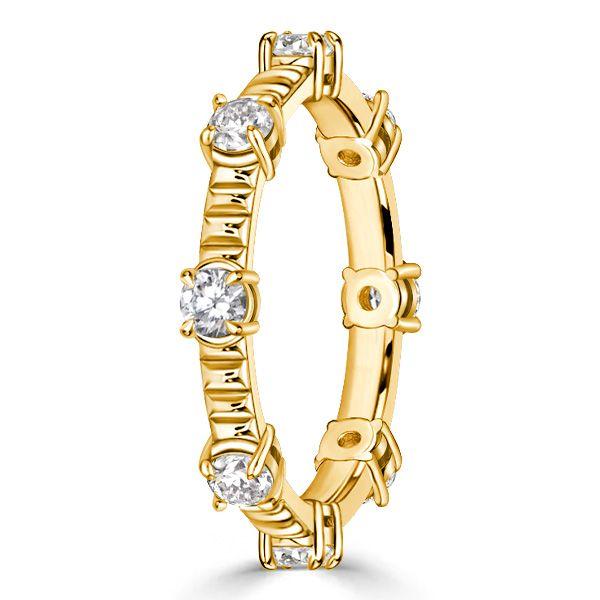 18K Gold Plated Sterling Silver Round Cut CZ Eternity Band Ring for Women