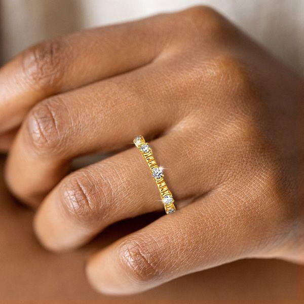 18K Gold Plated Sterling Silver Round Cut CZ Eternity Band Ring for Women