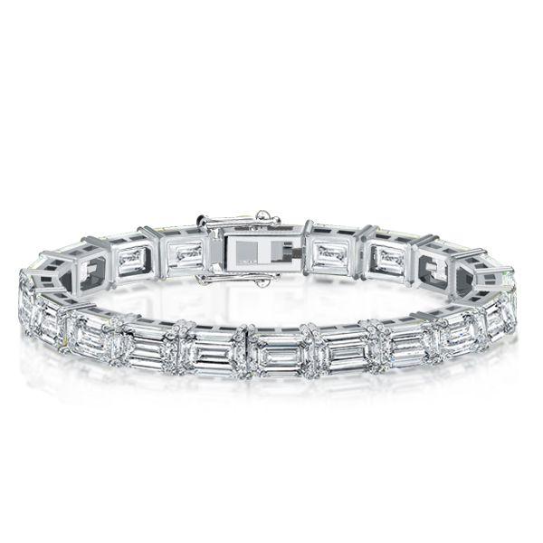 Classic Emerald Cut White Sapphire Tennis Bracelet for Women, Silver Plated, 33.25 CT. TW.