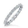Classic Emerald Cut White Sapphire Tennis Bracelet for Women, Silver Plated, 33.25 CT. TW.