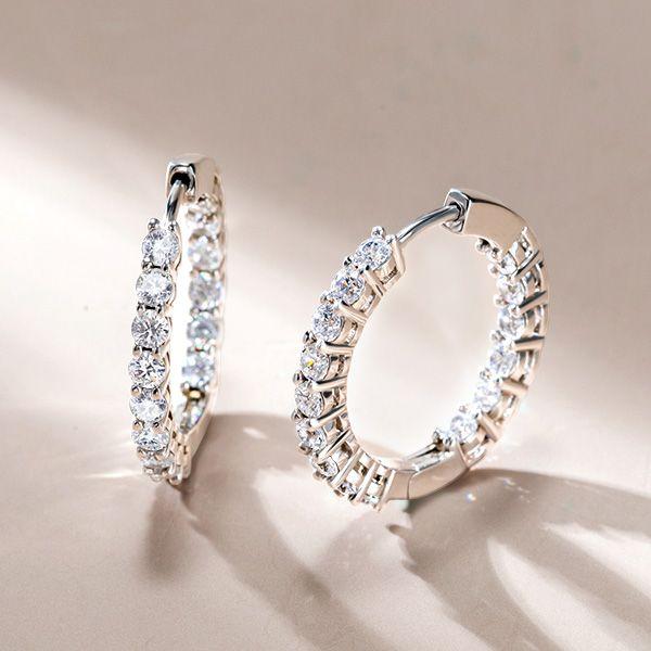 Sterling Silver Hoop Earrings - Classic Round Cut - 22.5mm Diameter