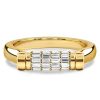 Baguette Flip Ring - 18K Gold Plated Sterling Silver Anniversary Band for Women