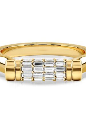 Baguette Flip Ring - 18K Gold Plated Sterling Silver Anniversary Band for Women
