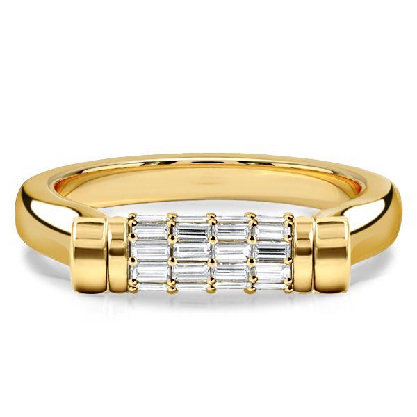 Baguette Flip Ring - 18K Gold Plated Sterling Silver Anniversary Band for Women