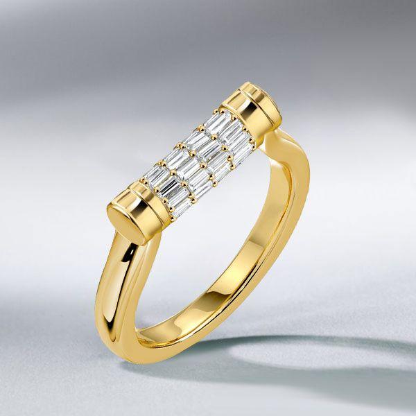 Baguette Flip Ring - 18K Gold Plated Sterling Silver Anniversary Band for Women