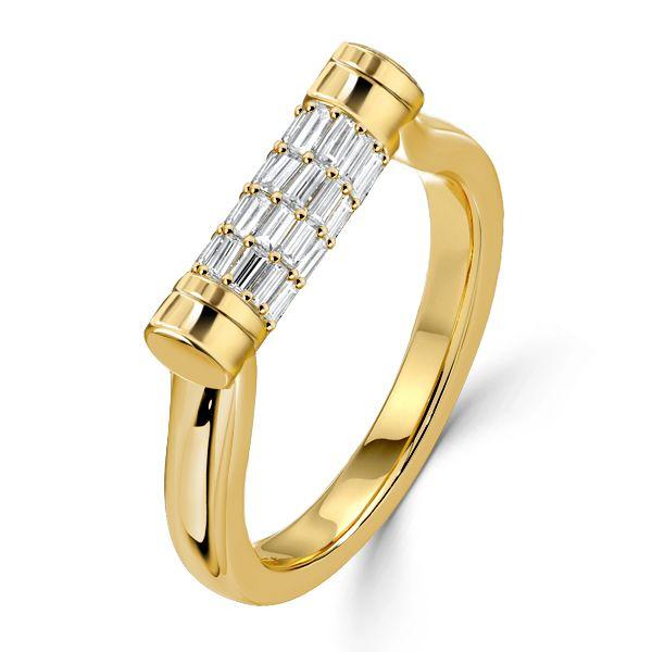 Baguette Flip Ring - 18K Gold Plated Sterling Silver Anniversary Band for Women
