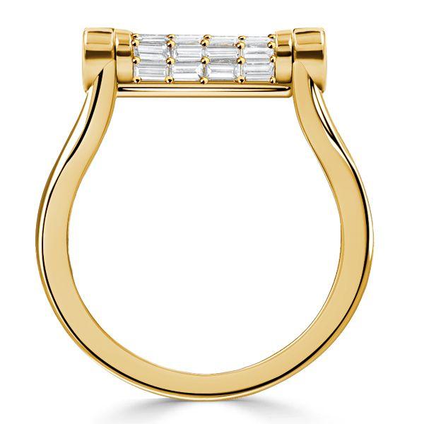 Baguette Flip Ring - 18K Gold Plated Sterling Silver Anniversary Band for Women