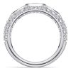 Three Stone Oval Blue Sapphire Sterling Silver Anniversary Band Ring (2.00 CTW)