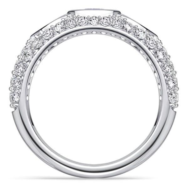 Three Stone Oval Blue Sapphire Sterling Silver Anniversary Band Ring (2.00 CTW)