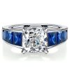 Cushion Cut Blue Sapphire Fashion Ring for Women in 925 Sterling Silver
