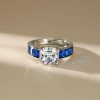 Cushion Cut Blue Sapphire Fashion Ring for Women in 925 Sterling Silver