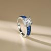 Cushion Cut Blue Sapphire Fashion Ring for Women in 925 Sterling Silver
