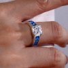 Cushion Cut Blue Sapphire Fashion Ring for Women in 925 Sterling Silver