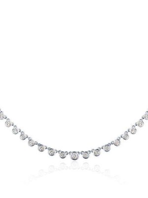 Starstruck Necklace: Bezel Set White Chain Necklace for Women - 925 Sterling Silver