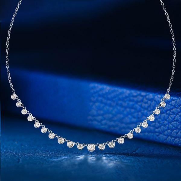 Starstruck Necklace: Bezel Set White Chain Necklace for Women - 925 Sterling Silver