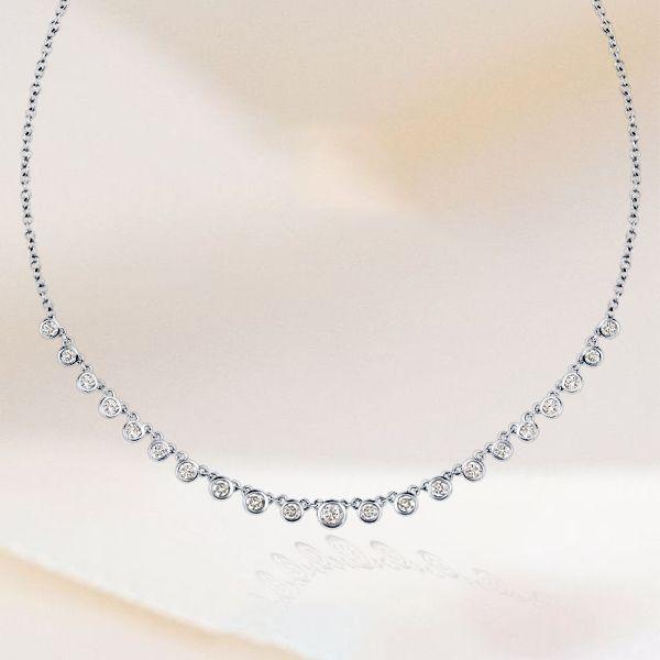 Starstruck Necklace: Bezel Set White Chain Necklace for Women - 925 Sterling Silver