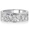 Pear & Baguette Half Eternity Band - Sterling Silver Anniversary Ring