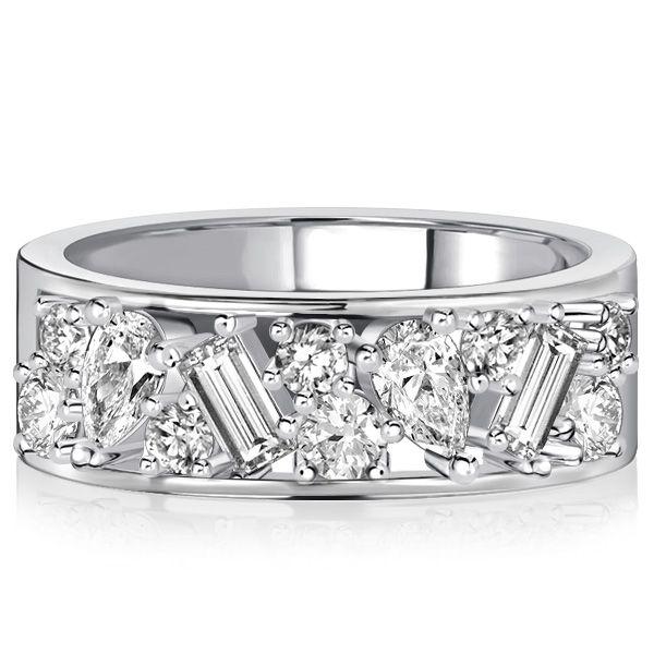 Pear & Baguette Half Eternity Band - Sterling Silver Anniversary Ring