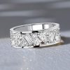 Pear & Baguette Half Eternity Band - Sterling Silver Anniversary Ring
