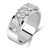 Pear & Baguette Half Eternity Band - Sterling Silver Anniversary Ring