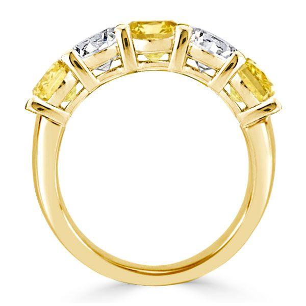 Golden Yellow Cushion Cut Ring Set - 18K Gold Plated Sterling Silver Wedding Band - 5 CT. TW.