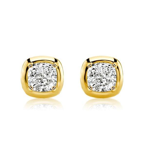 4.00 CTW Cushion Cut White Sapphire Stud Earrings in 18K Gold Plated Sterling Silver