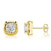 4.00 CTW Cushion Cut White Sapphire Stud Earrings in 18K Gold Plated Sterling Silver