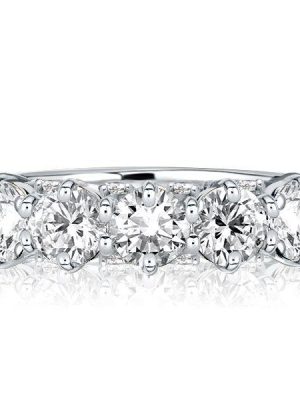 Five Stone Round Cut Half Eternity Wedding Band in Sterling Silver (3.55 CT. TW.)