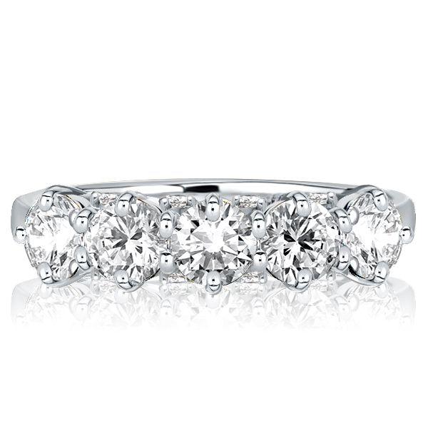Five Stone Round Cut Half Eternity Wedding Band in Sterling Silver (3.55 CT. TW.)