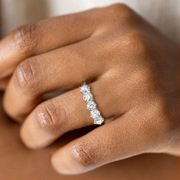 Five Stone Round Cut Half Eternity Wedding Band in Sterling Silver (3.55 CT. TW.)