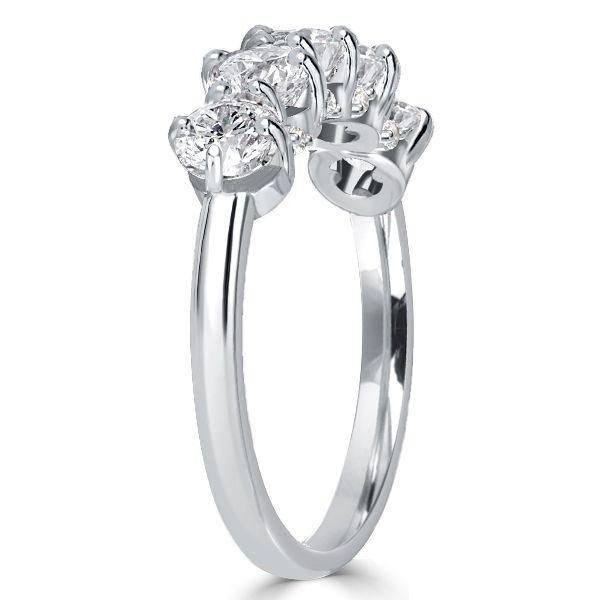 Five Stone Round Cut Half Eternity Wedding Band in Sterling Silver (3.55 CT. TW.)