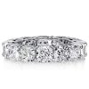 Sterling Silver Cushion Cut Created White Sapphire Eternity Wedding Band for Women
