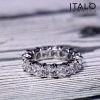 Sterling Silver Cushion Cut Created White Sapphire Eternity Wedding Band for Women