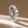 Sterling Silver Cushion Cut Created White Sapphire Eternity Wedding Band for Women