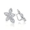 Pear Cut Silver Flower Earrings - Sterling Silver Studs