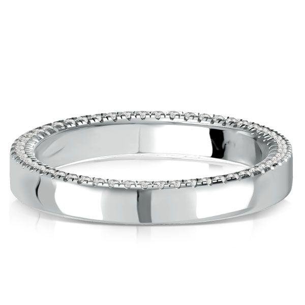 Pave White Sapphire Wedding Band Ring for Women in Sterling Silver